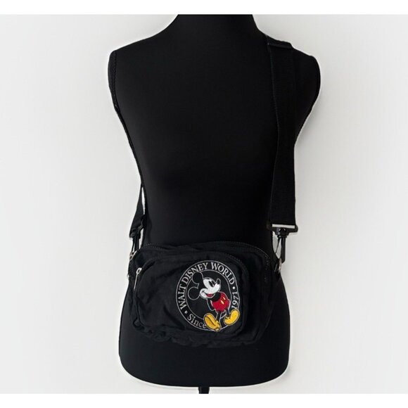 VTG Disney World 2 In 1 Fanny Pack / Crossbody Bag Purse Black Unisex Trip Parks - Picture 2 of 13